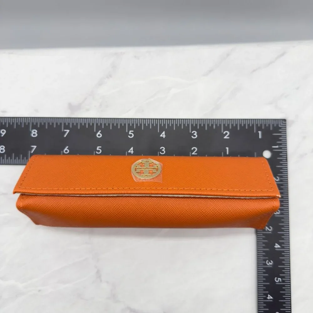 Tori Burch Orange Semi Hard Small Magnetic Flip Top Sunglasses Case